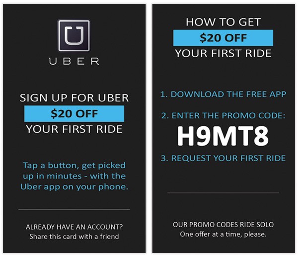 uber car service referral business card