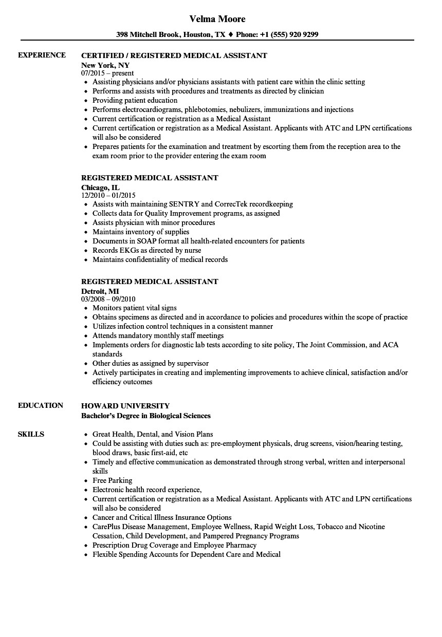 registered medical assistant resume sample