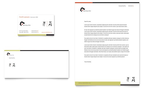 veterinary clinic business card letterhead template design pt0010401