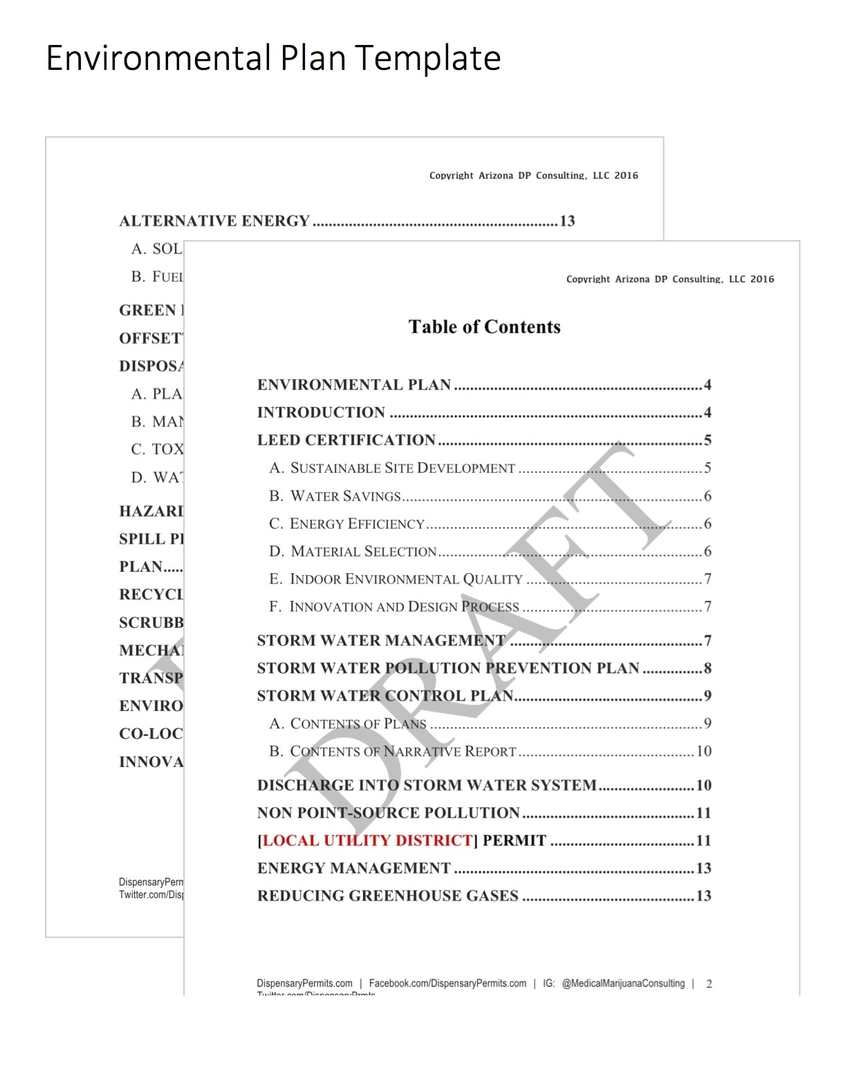 downloadable dispensary environmental plan template with business plan template and guide