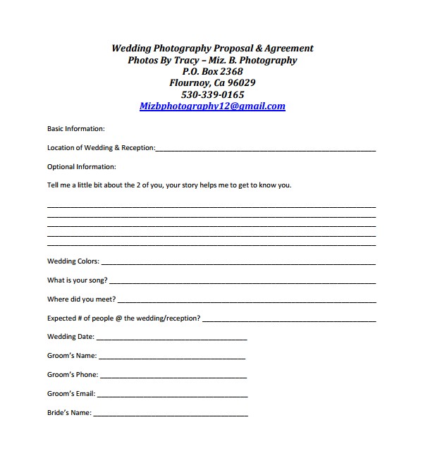 Wedding Photography Proposal Template 13 Photography Proposal Templates Sample Templates