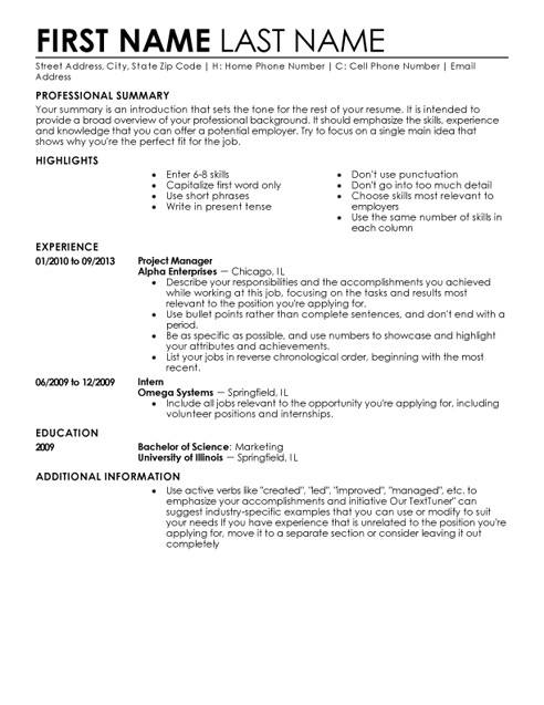 varieties of resume templates and samples