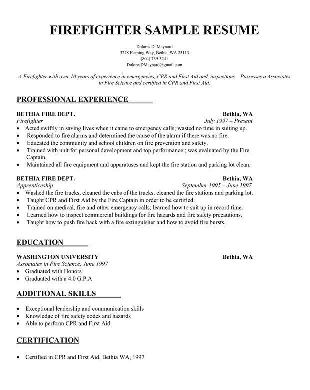Wildland Firefighter Resume Sample Resume Sample Firefighter Resume Template Http