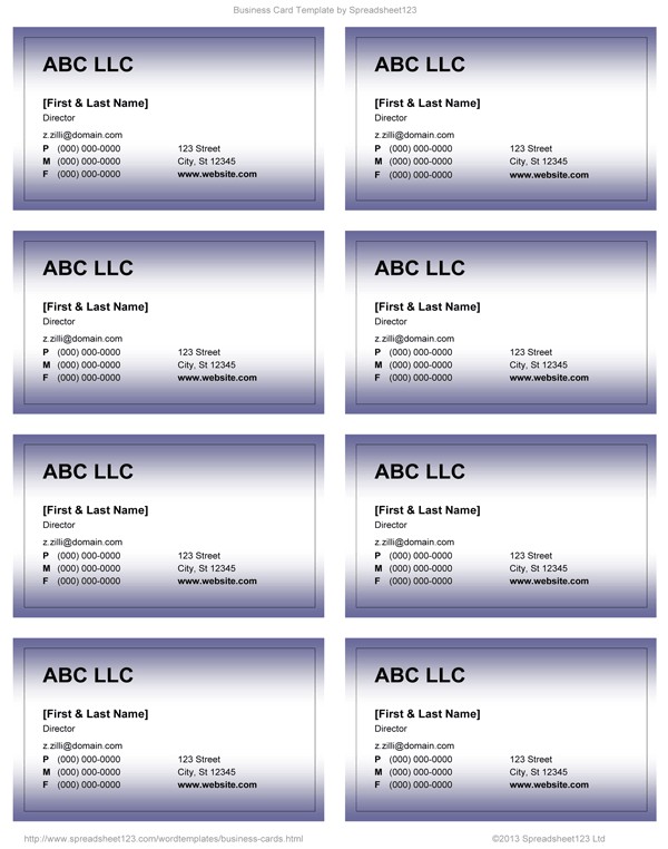 Word 2003 Business Card Template Business Card Templates for Word