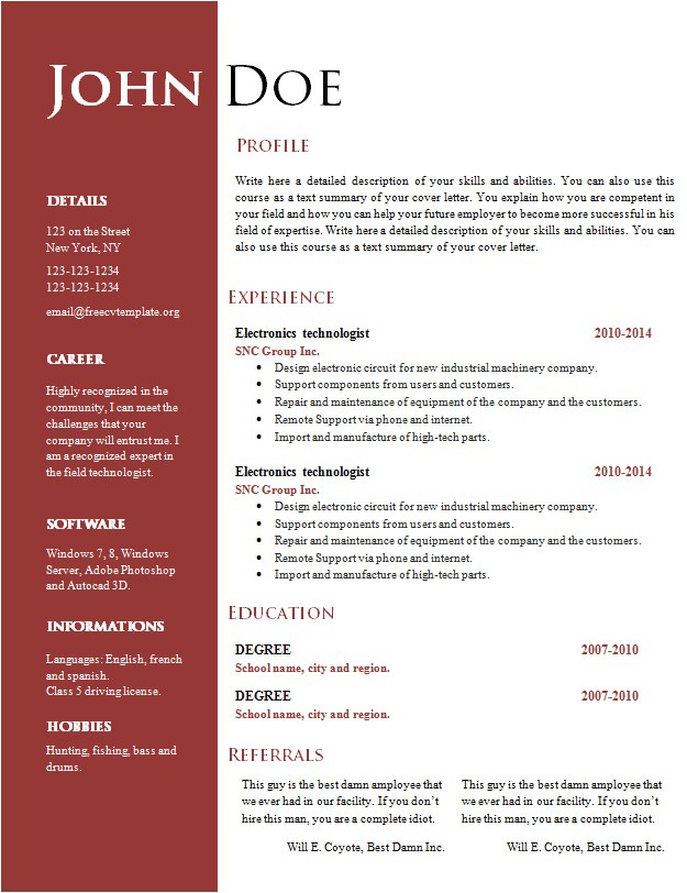free creative resume cv template 547 to 553