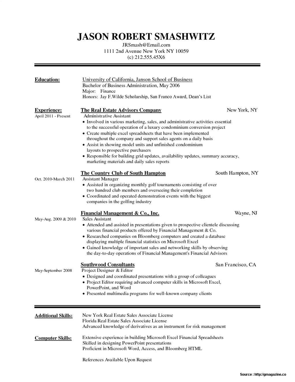 sample resume word document free download