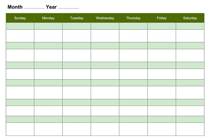 business calendar templates
