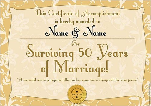 50th Wedding Anniversary Certificate Template 39 Golden Anniversary 39 Personalised Certificate A3