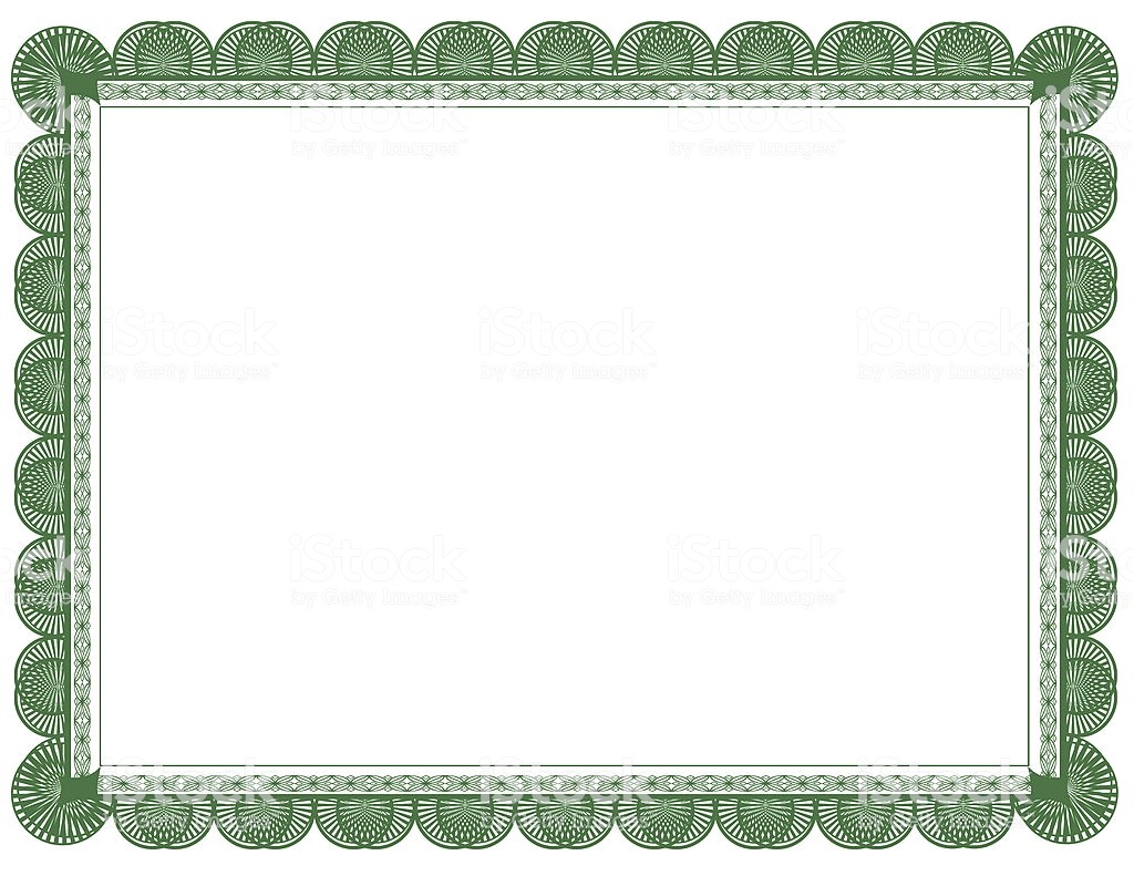 8.5 X 11 Certificate Template Green Document or Certificate Frame 85 X 11 Stock Photo