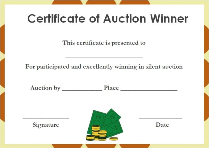 silent auction certificates