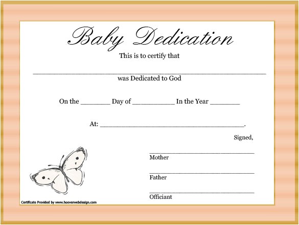 baby dedication certificate template