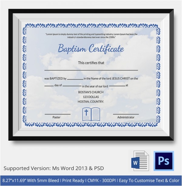 sample baptism certificate