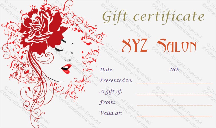 artistic salon gift certificate template
