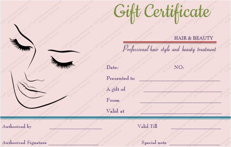 simple hair and beauty gift certificate