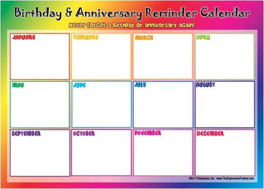 birthdays and annivsaries calendars