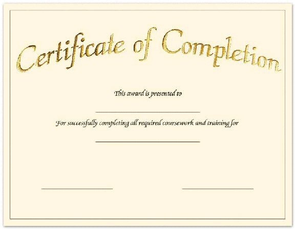 Blank Certificate Of Completion Template Blank Certificates Certificate Templates