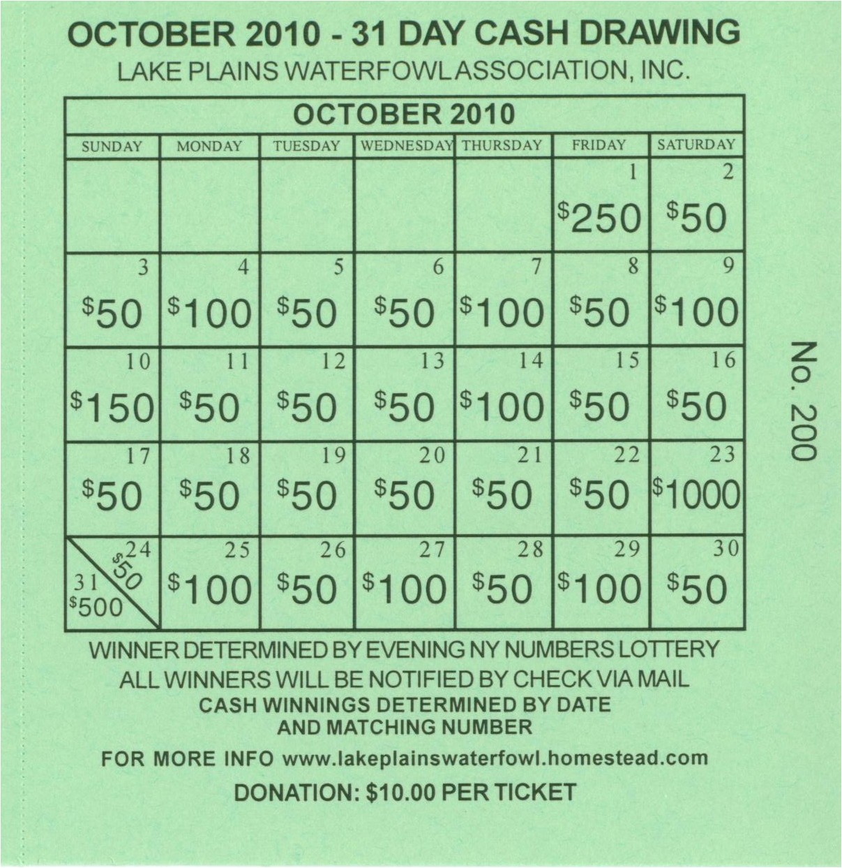 lottery calendar fundraiser template