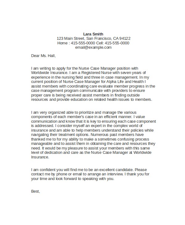 Case Manager Cover Letter Template 7 Case Manager Cover Letter Sample Templates