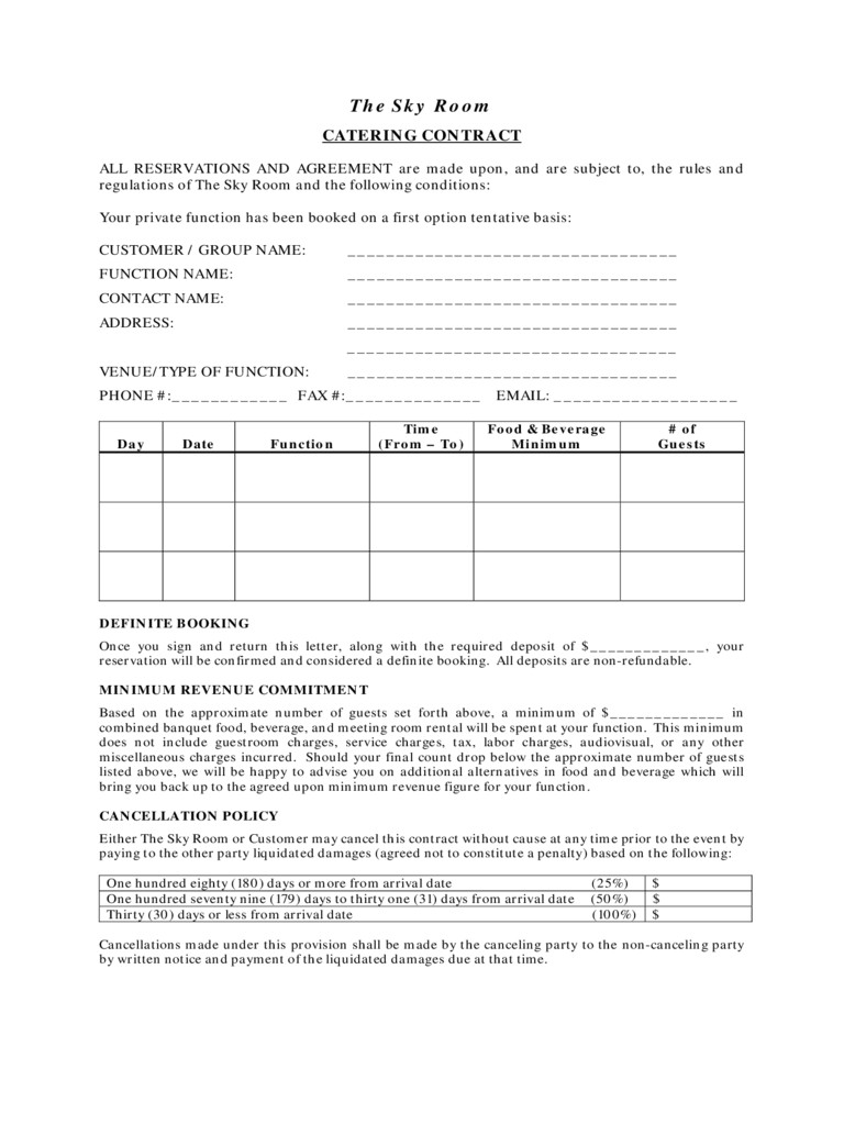 catering contract template
