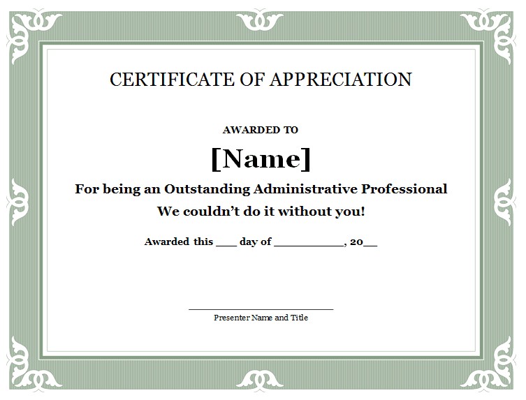 appreciation certificate templates