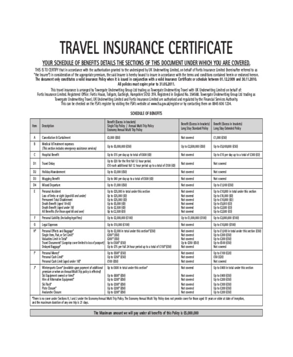 insurance certificate