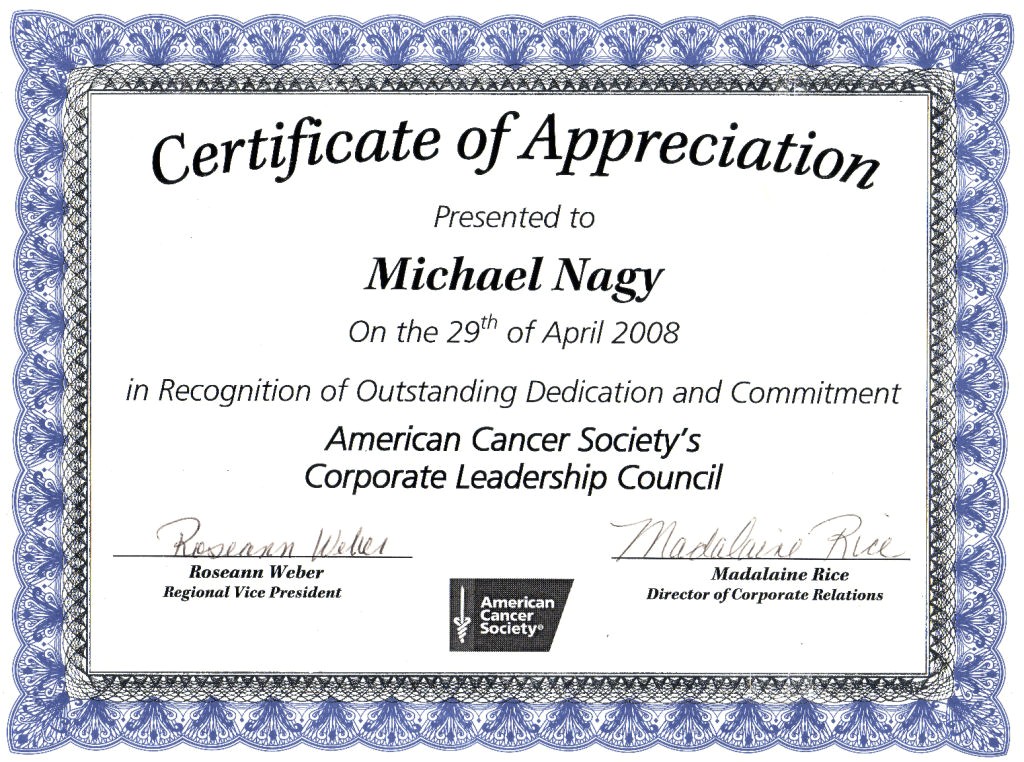nice editable certificate of appreciation template example with blue floral border pattern and blank signature space