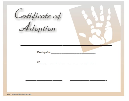 Child Adoption Certificate Template Fake Child Adoption Certificate Template Free Sample