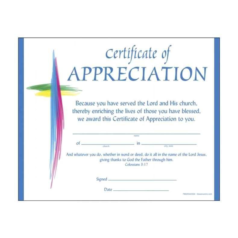 christian certificate of appreciation