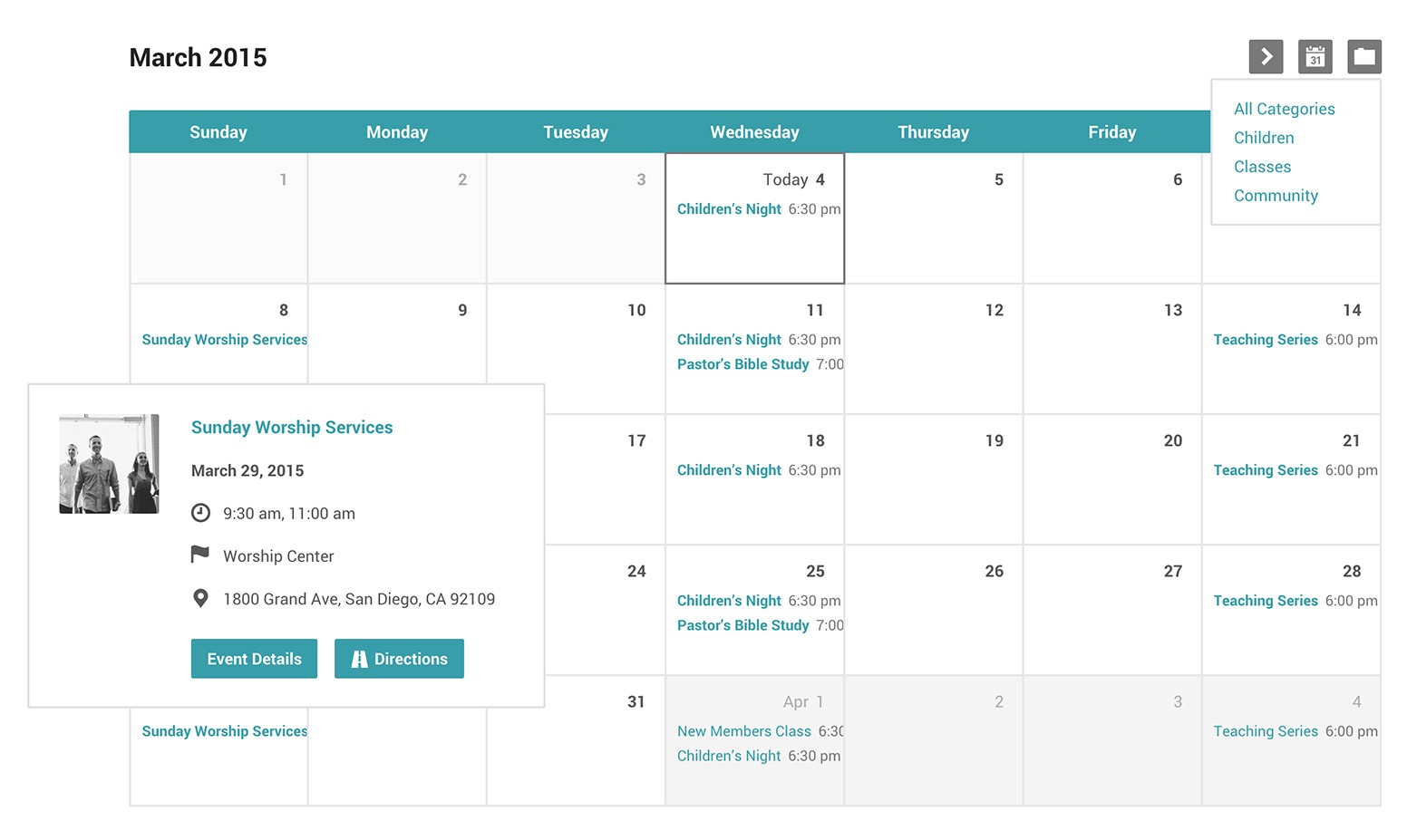 events calendar categories