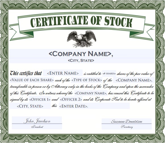corporation stock certificate