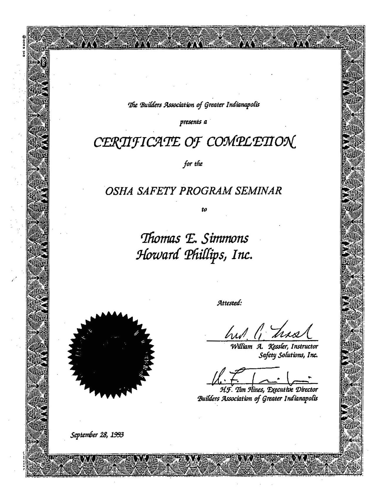 confined space training certificate template