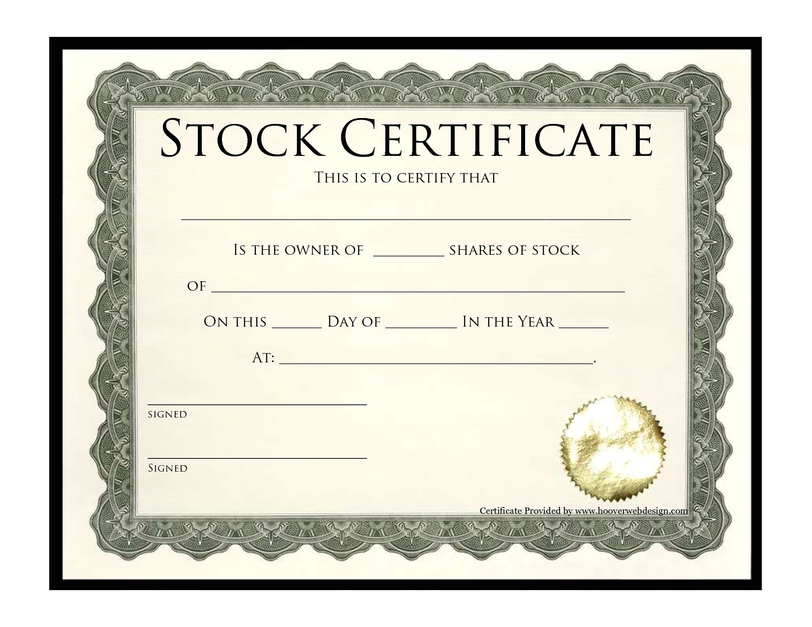 corporation stock certificate