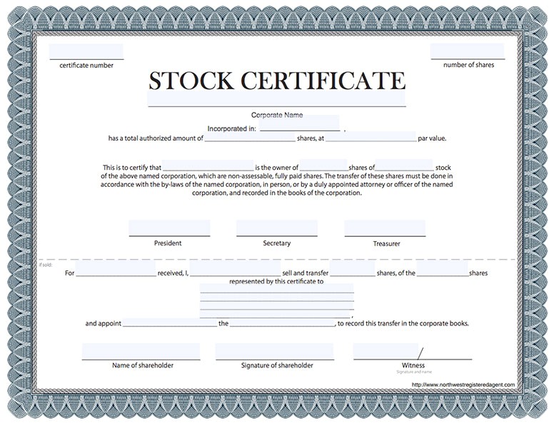certificate of stock