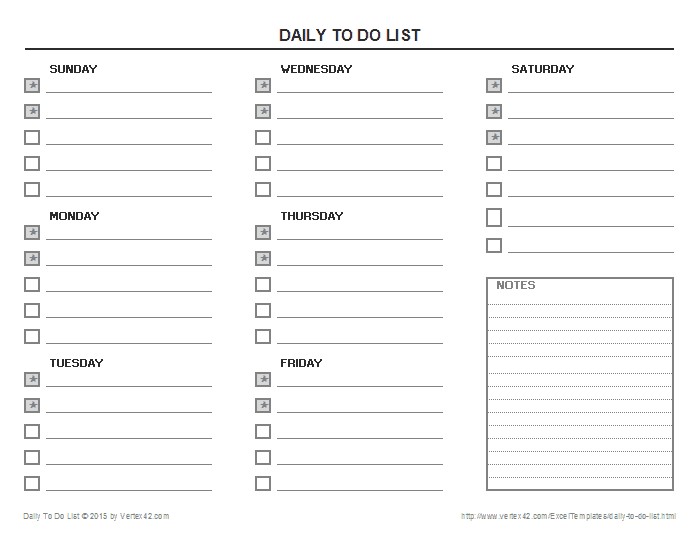 daily to do list