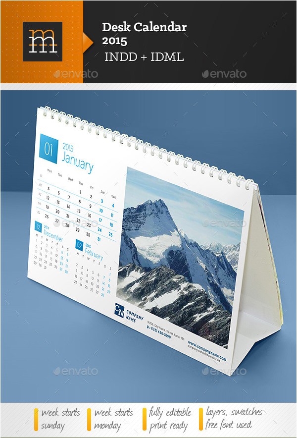 desk calendar template
