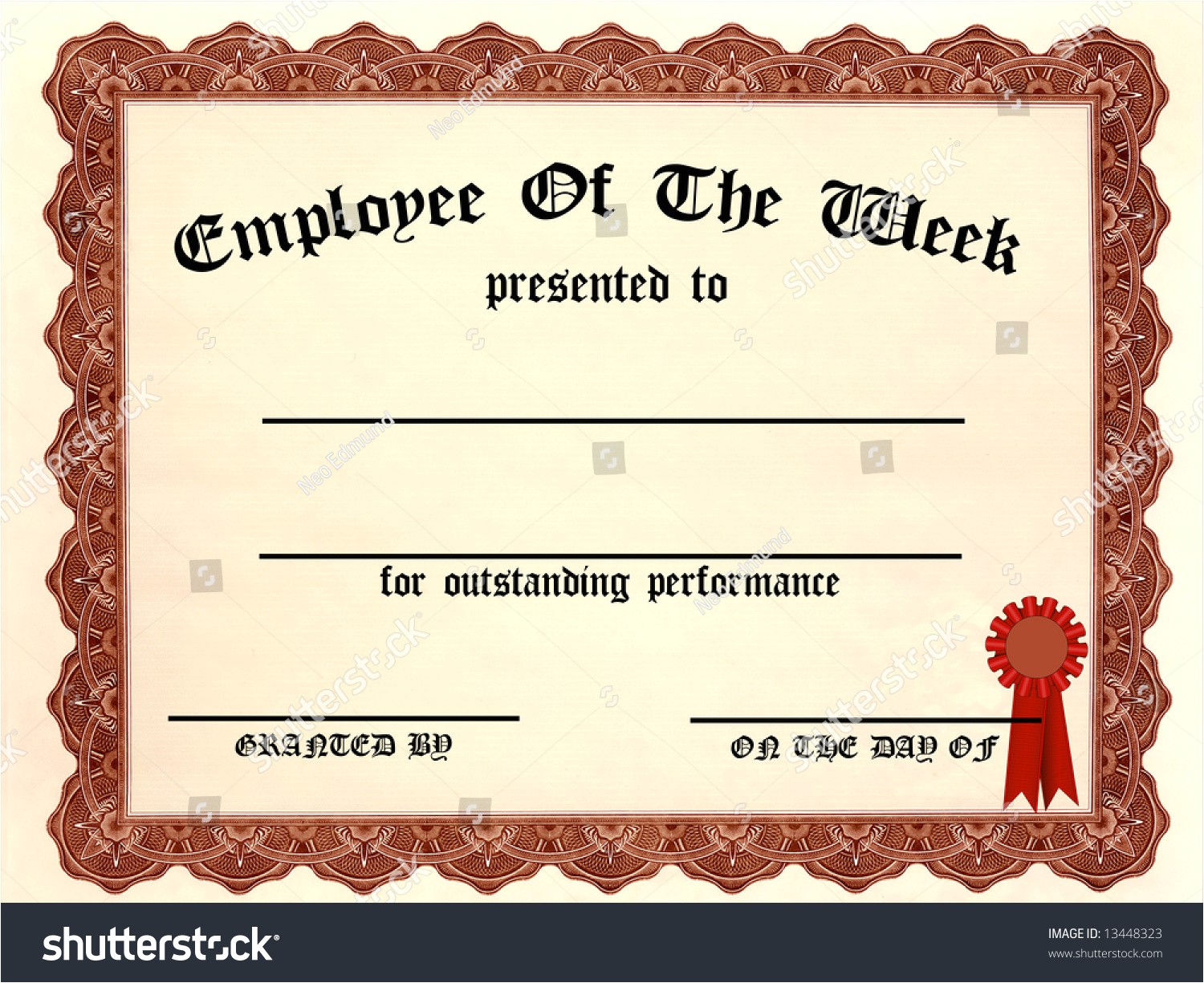 Employee Of the Week Certificate Template Employee Week Certificate Fill Blanks Stock Illustration