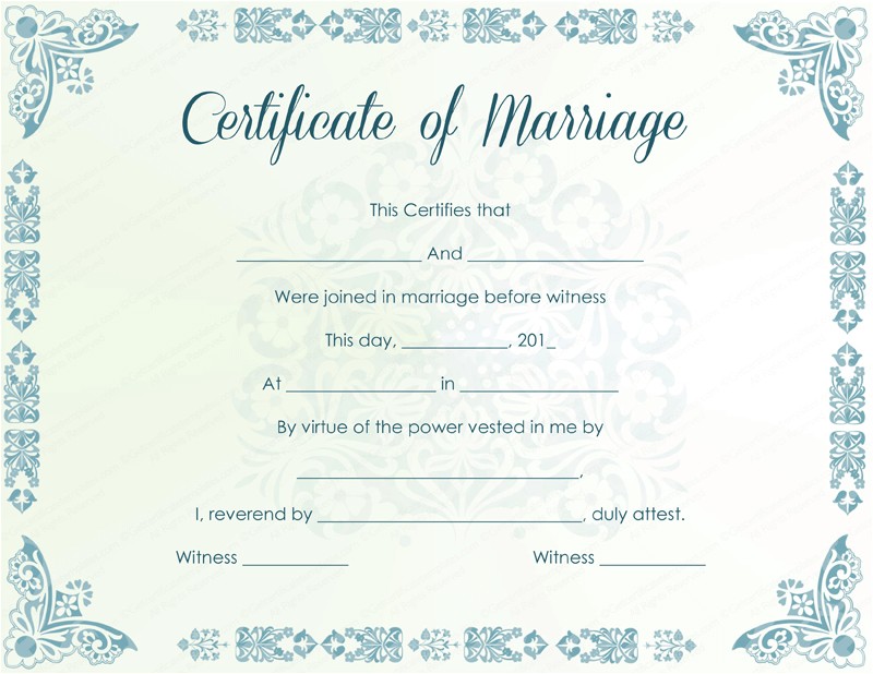 mint colored marriage certificate template