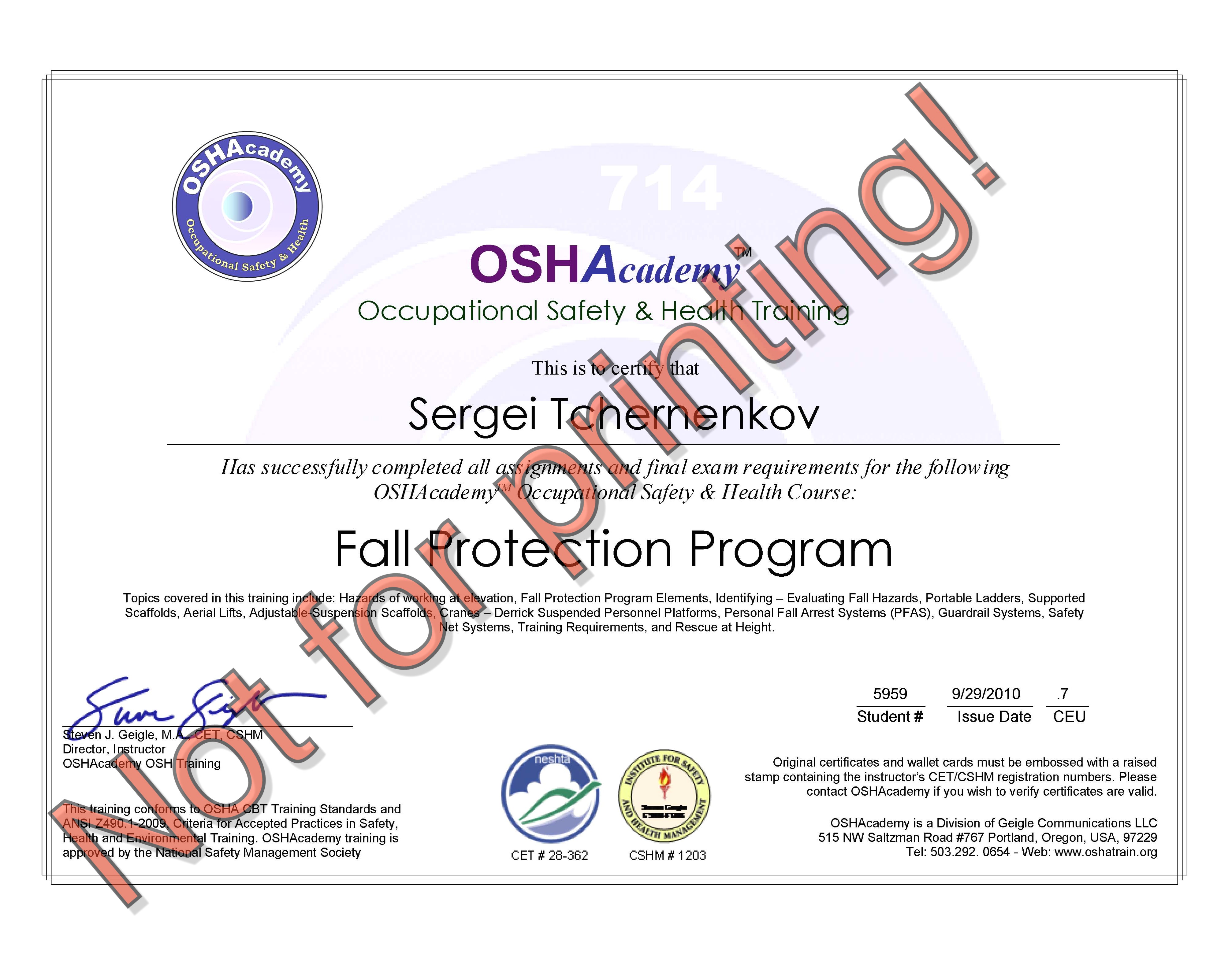 hse certificates