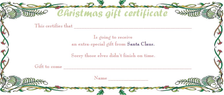 fill in holiday certificate