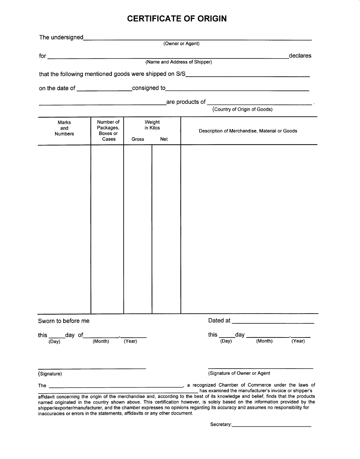 Fillable Certificate Of origin Template Certificate Of origin form Sample Edit Fill Sign