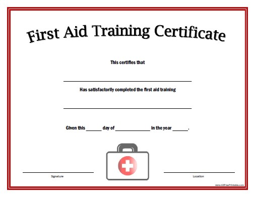 First Aid Certificate Template Free First Aid Training Certificate Free Printable