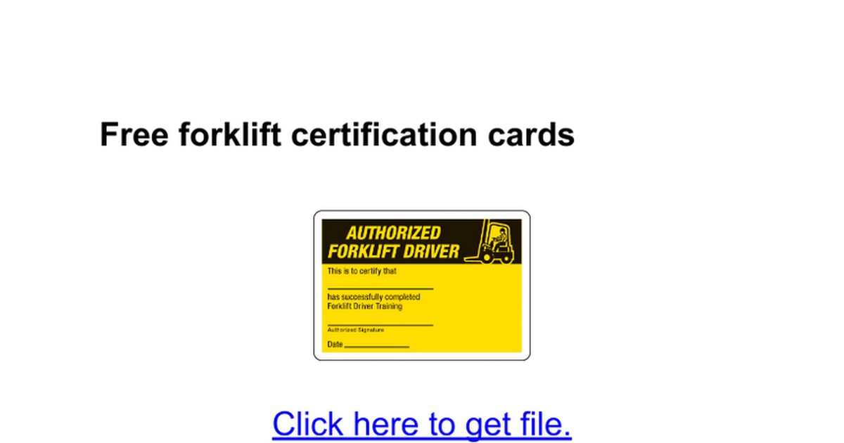 Printable Forklift Certification Wallet Card Template Free Printable Free Templates