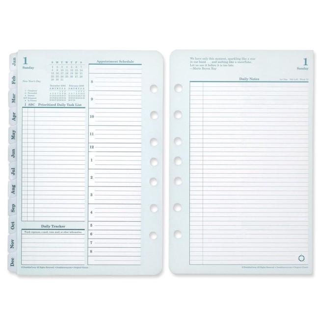 franklin covey monarch planner refill green page