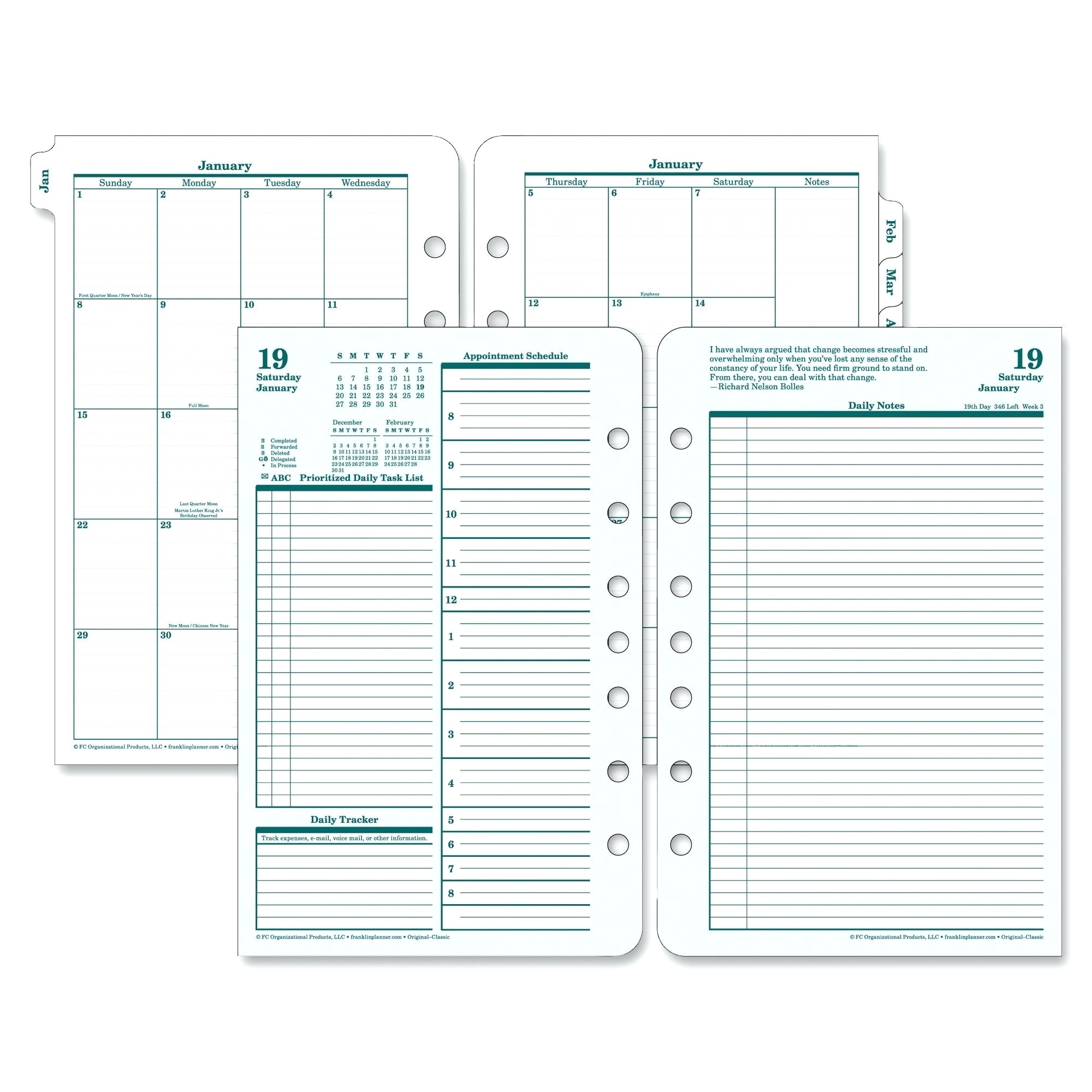 franklin covey calendar template weekly planner
