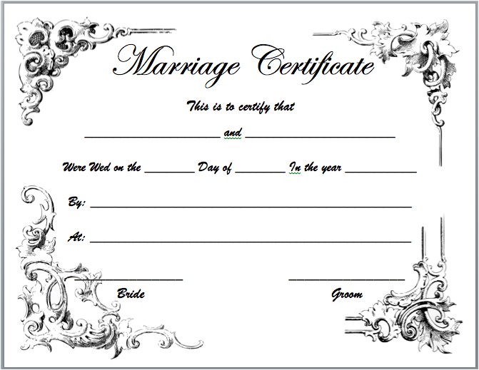 Free Marriage Certificate Template Marriage Certificate Template Microsoft Word Templates