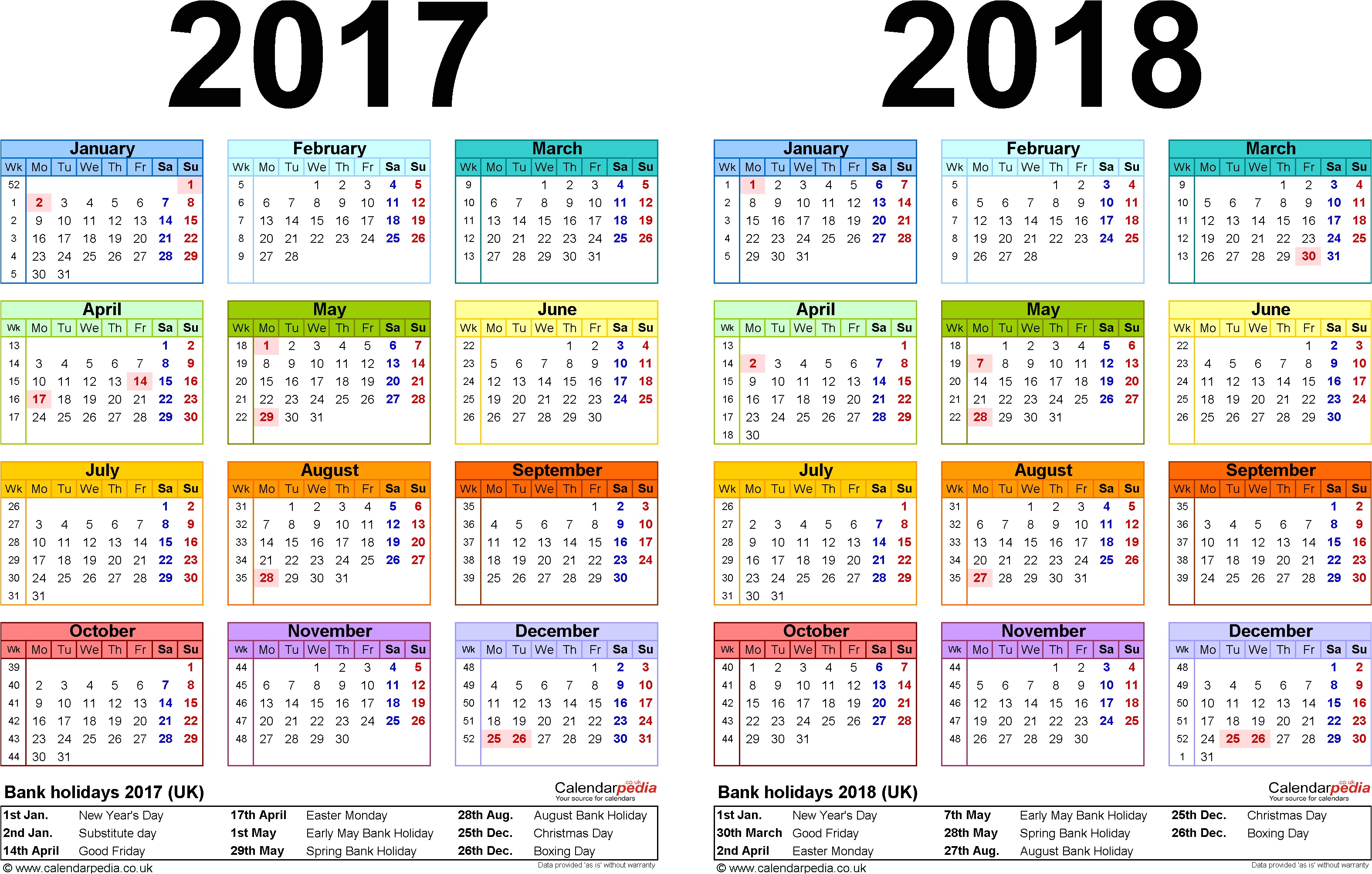 2017 calendar uk 456