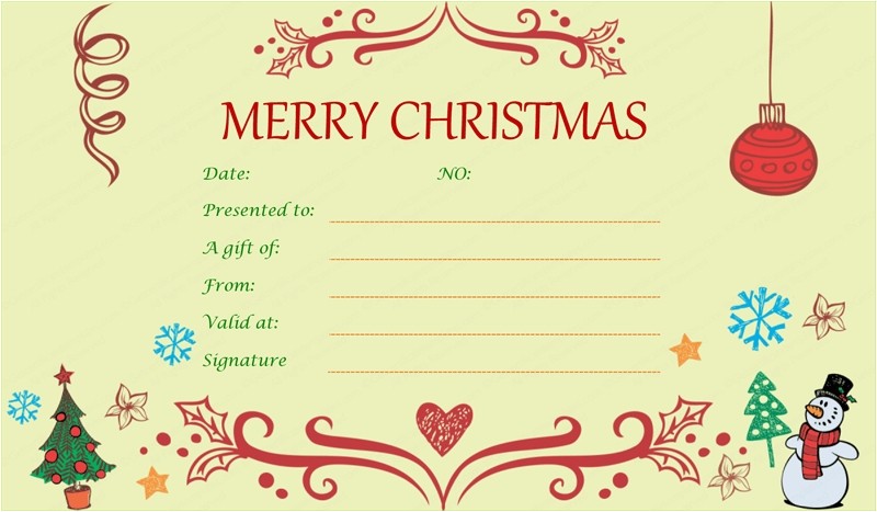 xmas gift certificate template