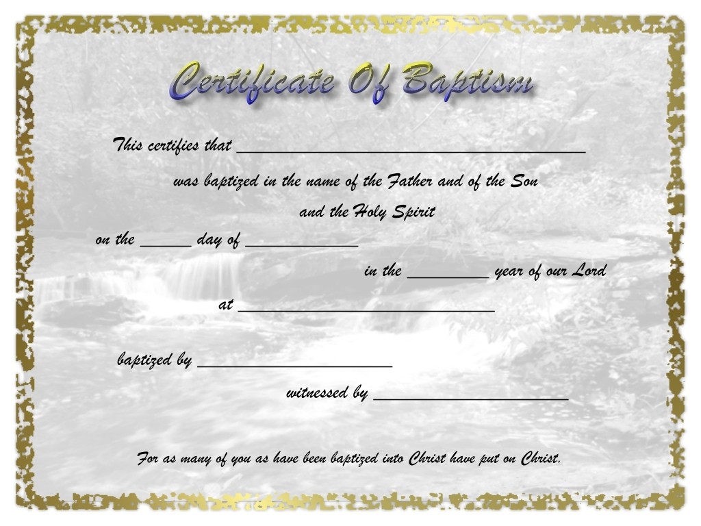 water baptism certificates