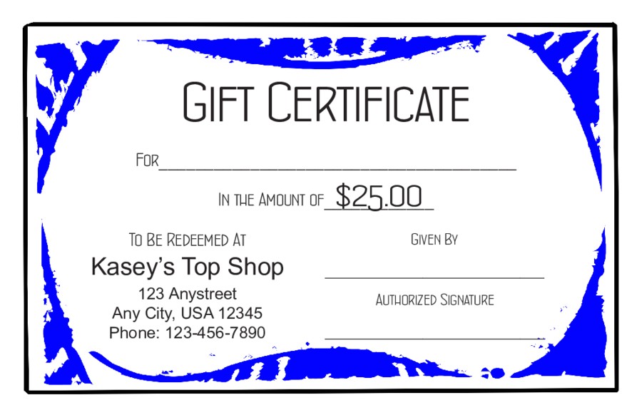 gift certificate form