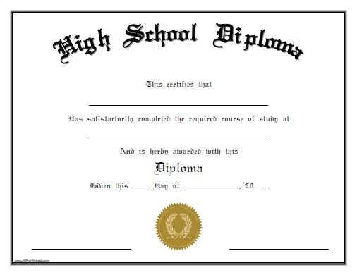 High School Graduation Certificate Template 25 High School Diploma Templates Free Download